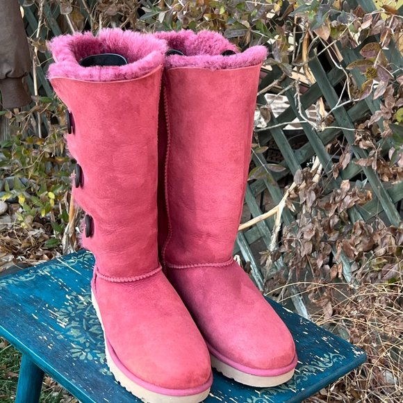 UGG Bailey Button Shearling Below Knee Fuschia Boots, 10, Button up sides, NWOB - Picture 12 of 13